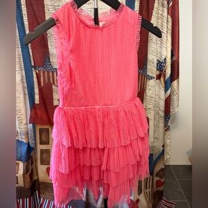 Girls Bright Pink Tiered Tulle Dress by Zenzi